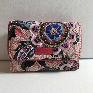Vera Bradley RFID Riley Compact Wallet STITCHED FL